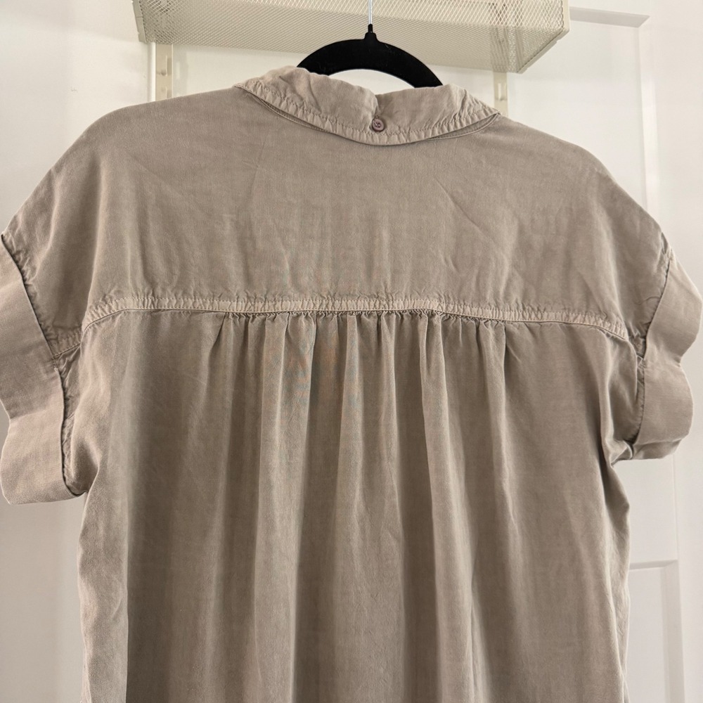 Cloth & Stone Womens Tencel Button Down Shirt Dress Taupe Grey Small Minimalist - Picture 3 of 7